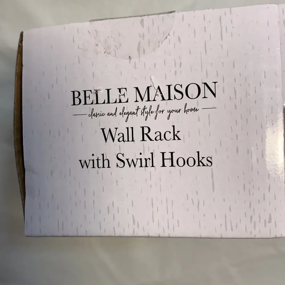 Belle Maison Decorator Wall Hook With Swirl Hooks 16 X 4.5 Organizer Hanger  NEW